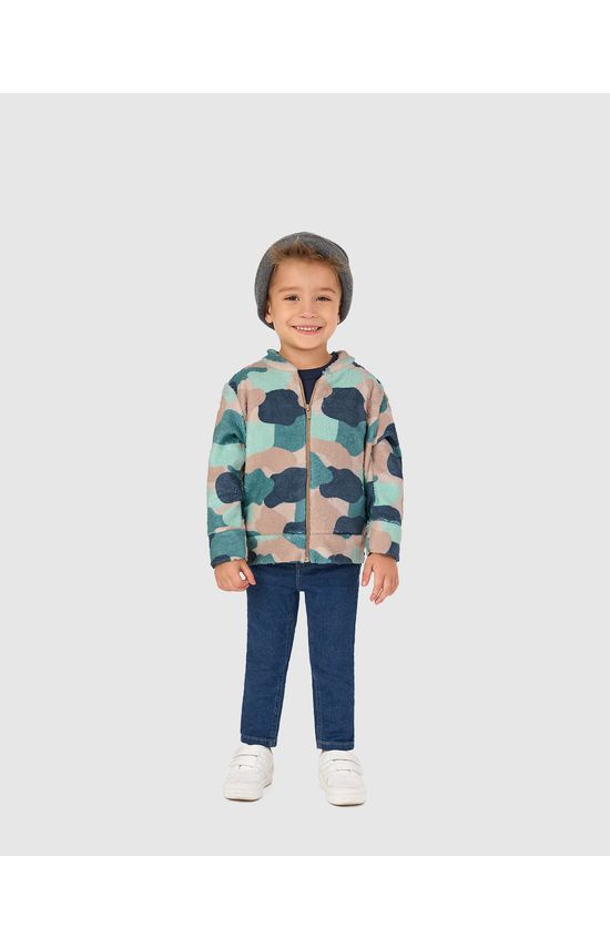 Jaqueta Infantil Unissex Estampa Camuflada Em Pelúcia Malwee Kids
