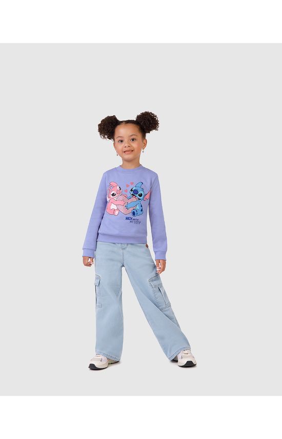 Blusão Infantil Menina My Fav Stitch Disney Em Moletom Malwee Kids