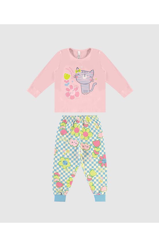 Pijama Longo Infantil Menina Brilha No Escuro + Fronha Em Algodão Malwee Kids