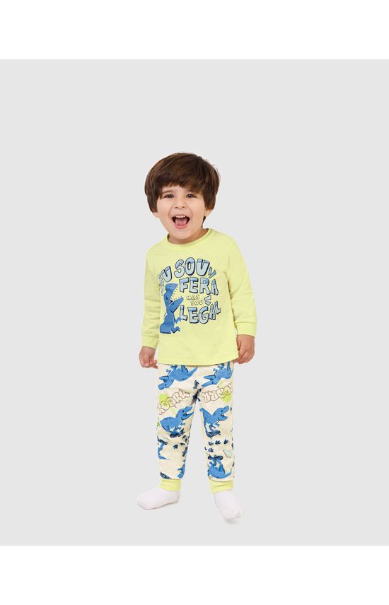 Pijama Longo Infantil Menino Calça Estampada Em Algodão Malwee Kids