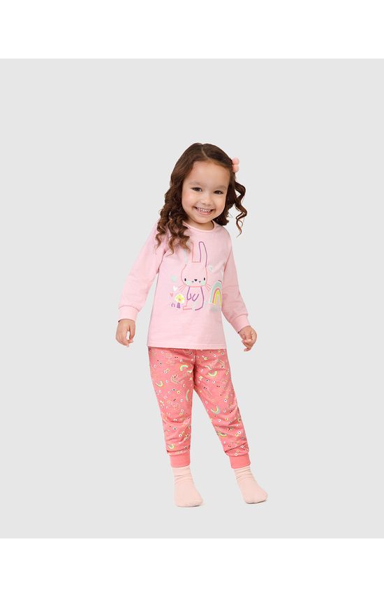 Pijama Longo Infantil Menina Estampa Brilha No Escuro Em Algodão Malwee Kids