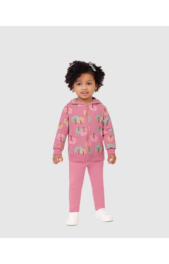 Conjunto Infantil Menina Jaqueta Em Moletom Stretch Flanelado Malwee Kids