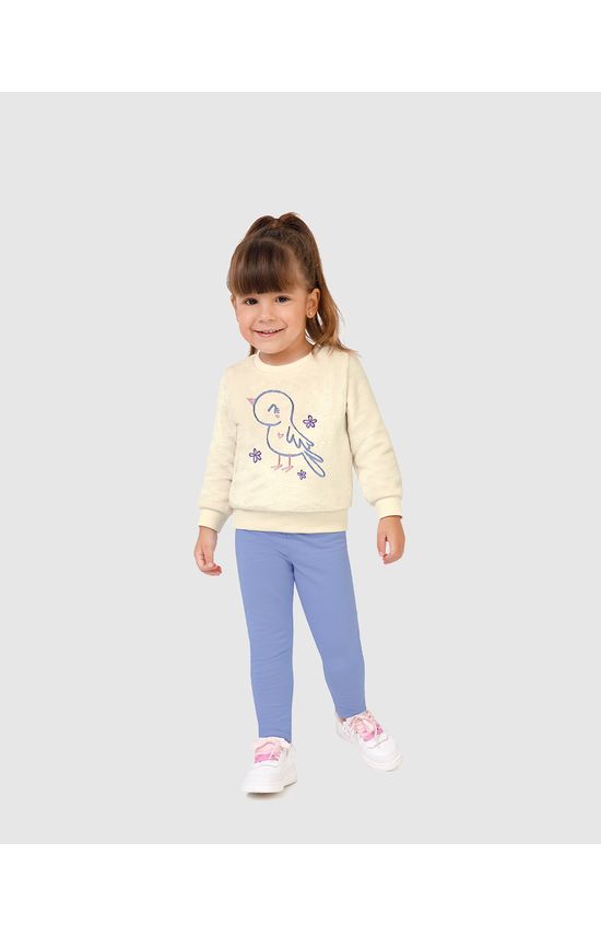Conjunto Infantil Menina Blusão Estampa Bordada Em Pelúcia Malwee Kids