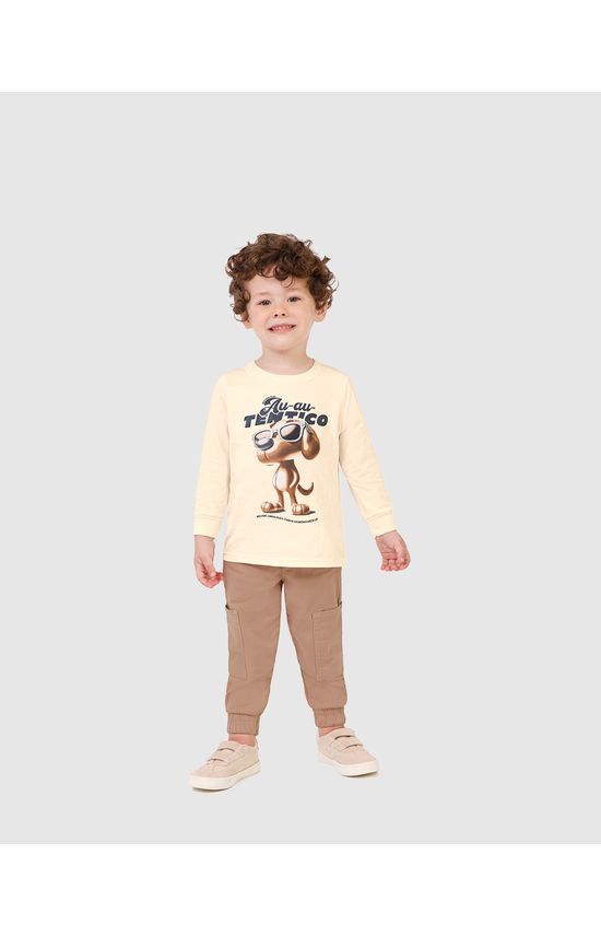 Camiseta Infantil Menino Manga Longa Estampa Temática Em Algodão Malwee Kids