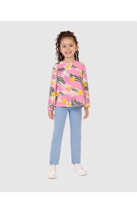 Blusa Infantil Menina Manga Longa Estampada Em Algodão Malwee Kids