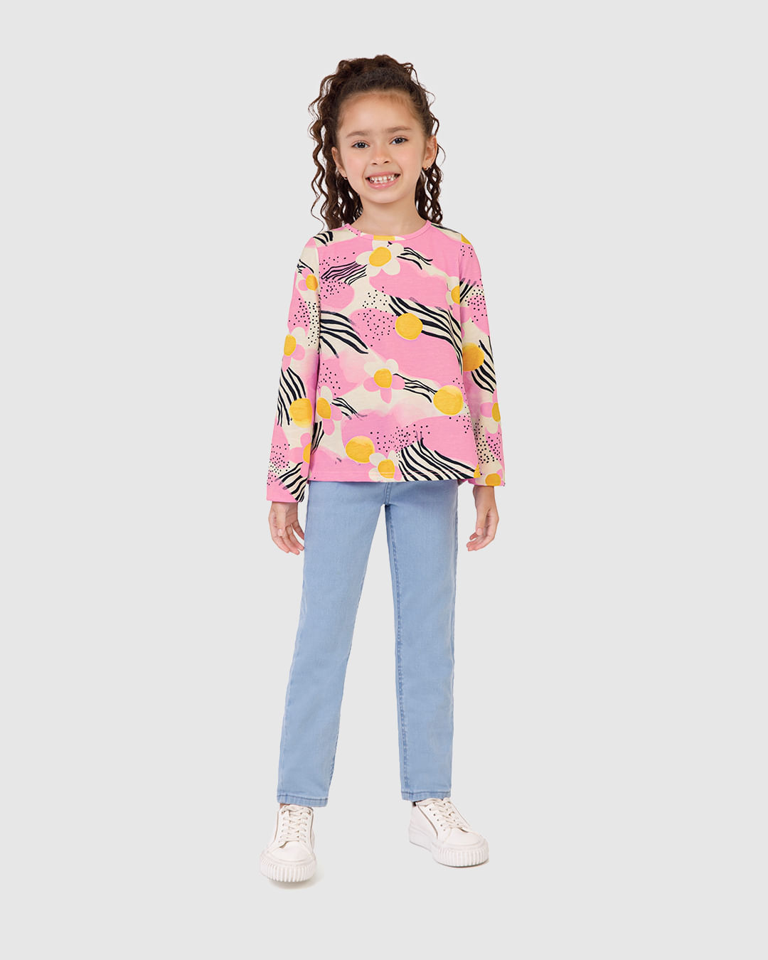 Blusa Infantil Menina Manga Longa Estampada Em Algodão Malwee Kids - Imagem 5