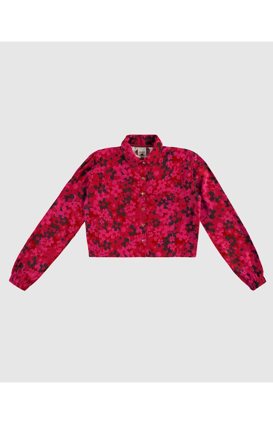 Camisa Menina Cropped Estampa Floral Em Viscose Malwee Kids