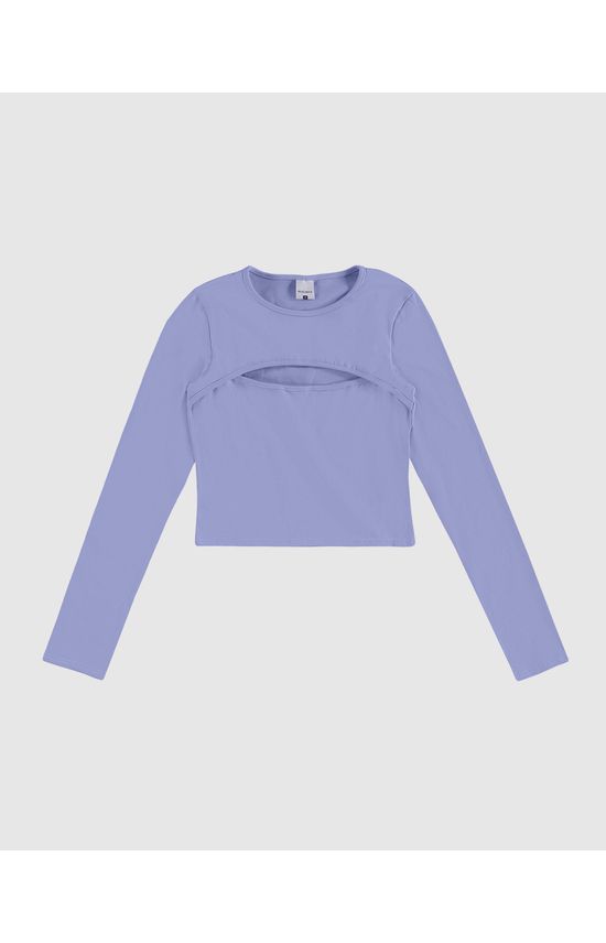 Blusa Menina Manga Longa Decote Detalhe Vazado Em Algodão Malwee Kids