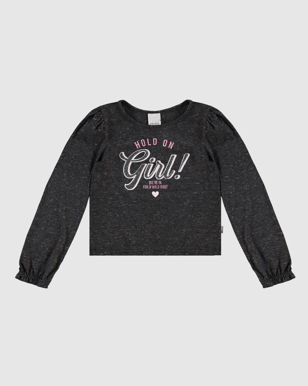 Blusa Infantil Menina Manga Longa Hold On Girl! Em Malha Botonê Malwee Kids - Imagem 6