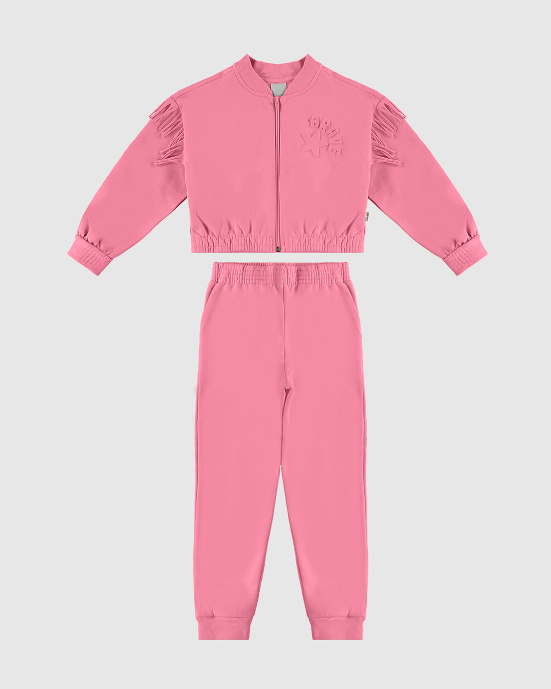 Conjunto Infantil Menina Jaqueta Manga Com Franjas Em Moletom Malwee Kids - Imagem 6