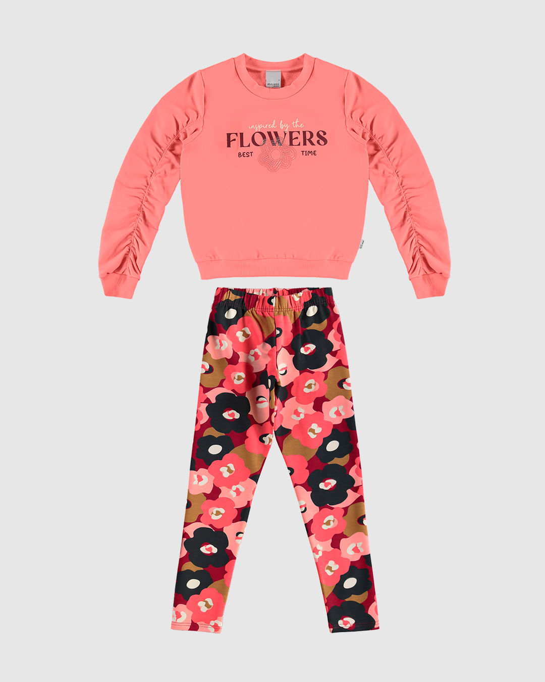 Conjunto Infantil Menina Blusão Flowers Bordado Paetê Malwee Kids
