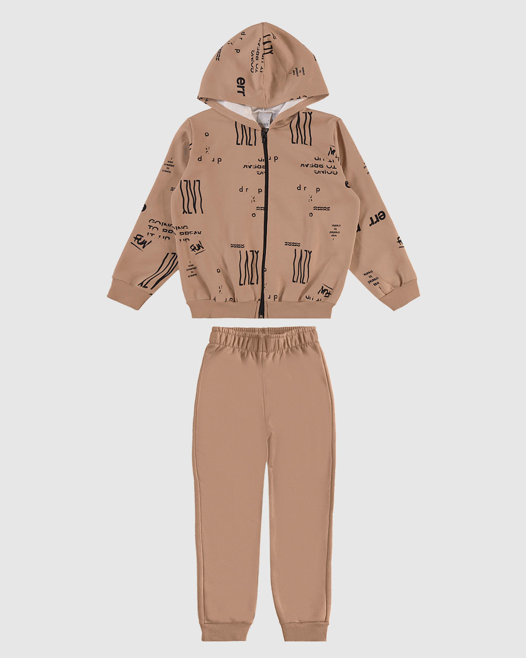 Conjunto Infantil Menino Jaqueta Com Capuz Em Moletom Flanelado Malwee Kids