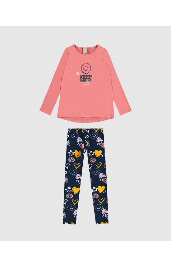 Conjunto Longo Infantil Menina Keep Smiling Em Algodão Malwee Kids
