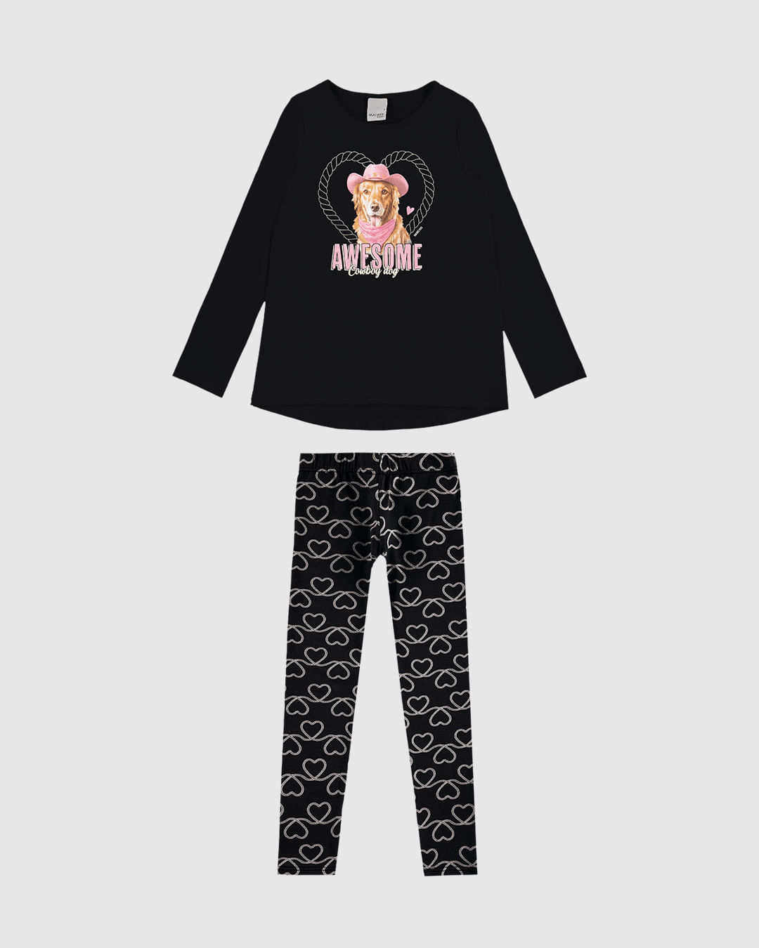 Conjunto Longo Infantil Menina Awesome Cowboy Dog Em Algodão Malwee Kids - Imagem 7