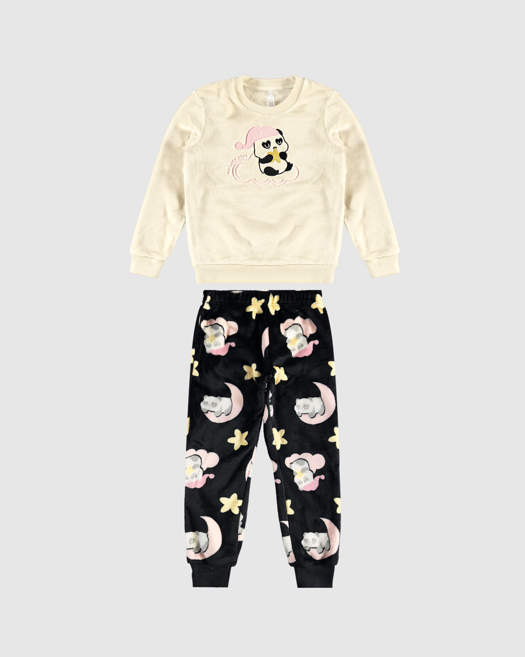 Pijama Longo Infantil Menina Urso Panda Em Fleece Malwee Kids - Imagem 4