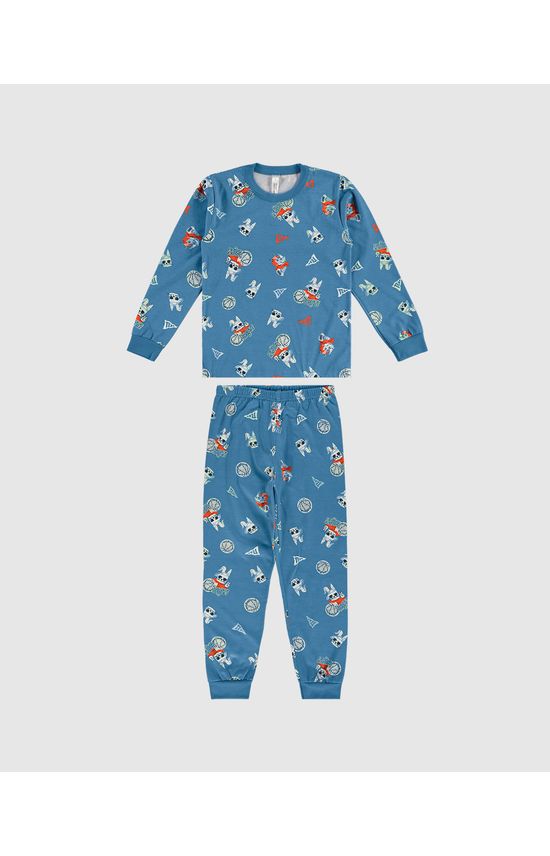 Pijama Longo Infantil Menino Em Malha Algodão Malwee Kids