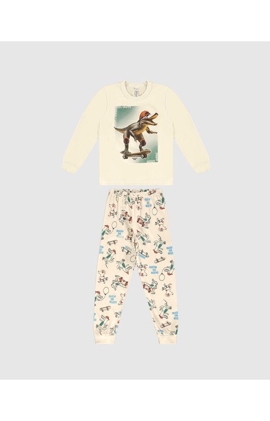 Pijama Longo Infantil Menino Camiseta Manga Longa Com Estampa Malwee Kids