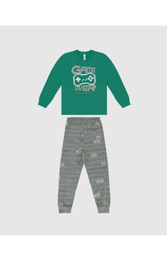 Pijama Longo Infantil Menino Camiseta Manga Longa Com Estampa Malwee Kids