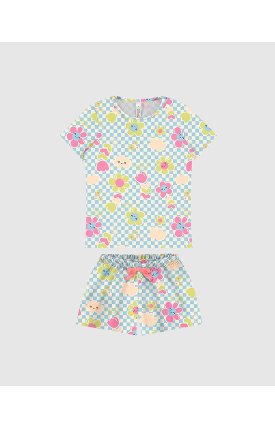 Pijama Infantil Menina Manga Curta Estampado Em Algodão Malwee Kids