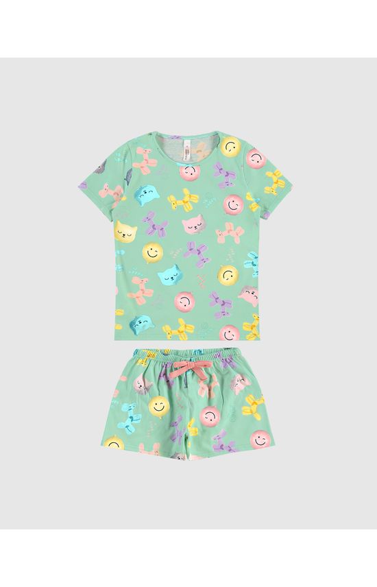 Pijama Infantil Menina Manga Curta Estampado Em Algodão Malwee Kids