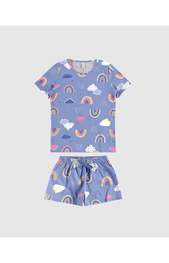 Pijama Infantil Menina Manga Curta Estampado Em Algodão Malwee Kids