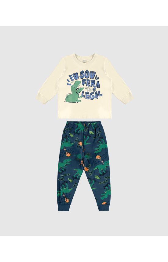 Pijama Longo Infantil Menino Calça Estampada Em Algodão Malwee Kids