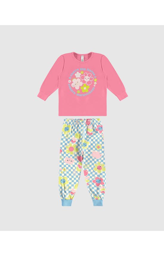 Pijama Longo Infantil Menina Estampa Brilha No Escuro Em Algodão Malwee Kids