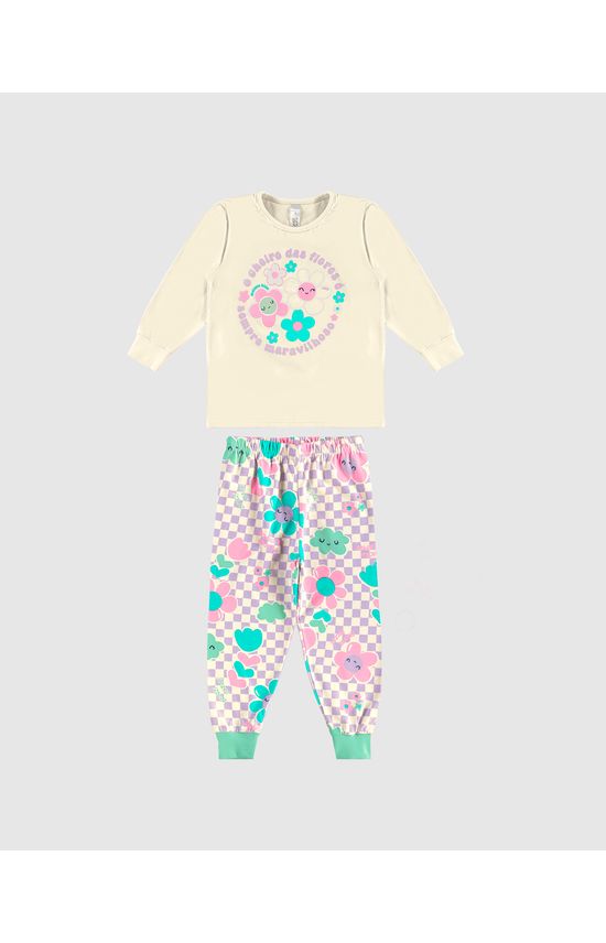 Pijama Longo Infantil Menina Estampa Brilha No Escuro Em Algodão Malwee Kids