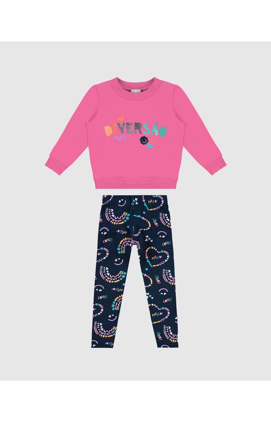 Conjunto Infantil Menina Legging Em Moletom Stretch Flanelado Malwee Kids