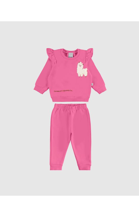 Conjunto Infantil Menina Em Moletom Mesclado Flanelado Malwee Kids