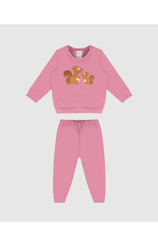 Conjunto Infantil Menina Blusão E Calça Em Moletom Flanelado Malwee Kids