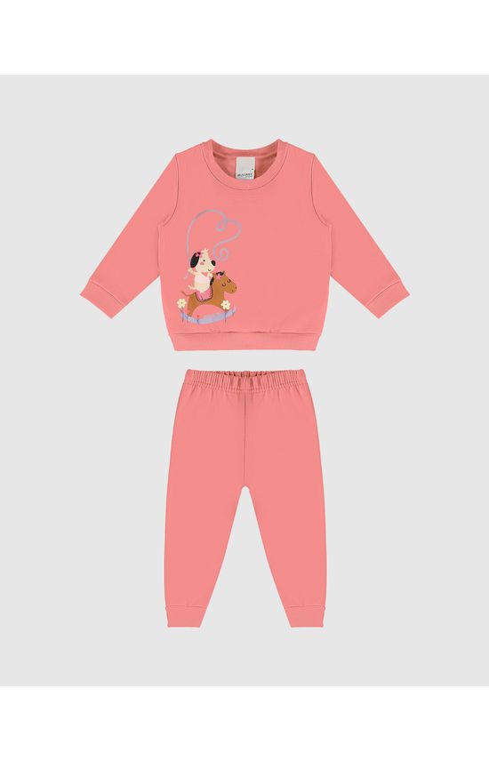 Conjunto Infantil Menina Blusão E Calça Em Moletom Flanelado Malwee Kids