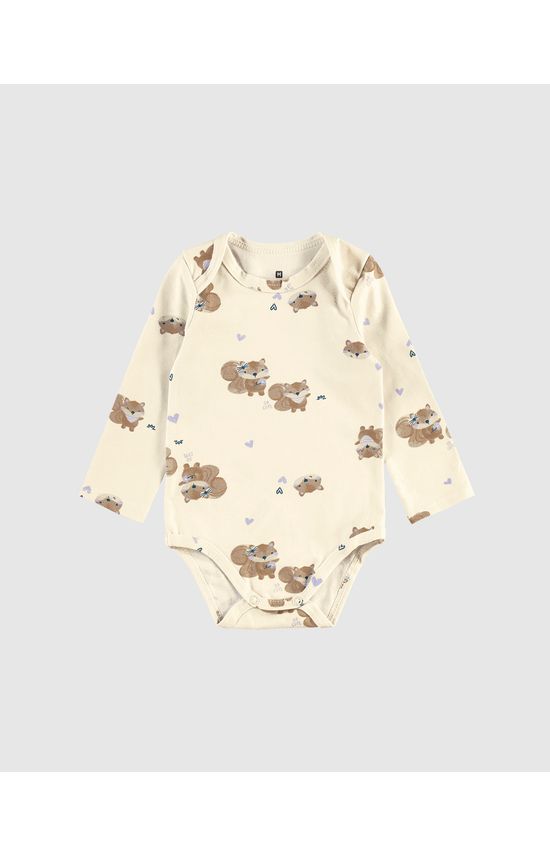 Body Bebê Menina Manga Longa Estampado Em Algodão Malwee Kids