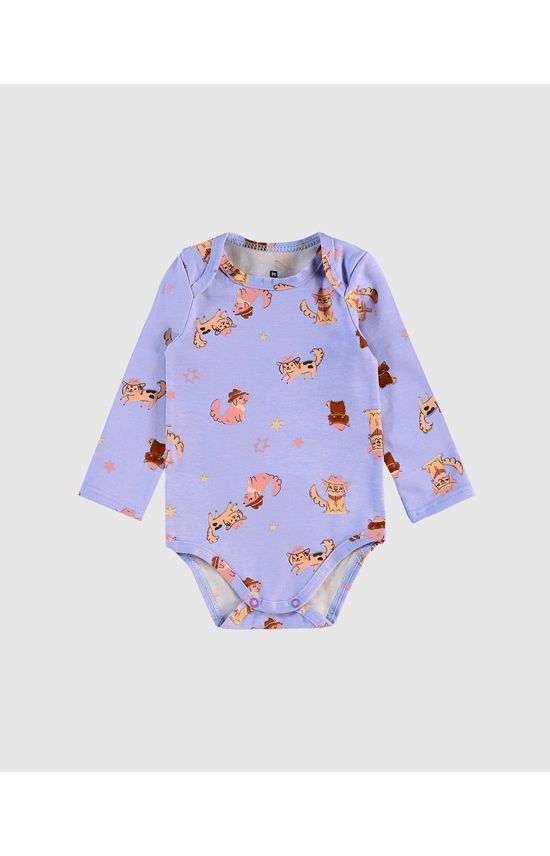 Body Bebê Menina Manga Longa Estampado Em Algodão Malwee Kids