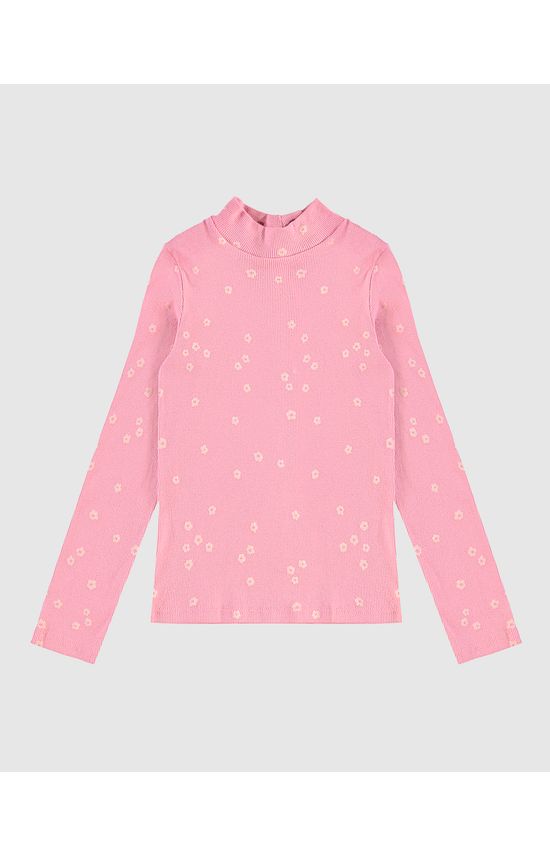 Blusa Infantil Menina Gola Alta Manga Longa Em Ribana Malwee Kids