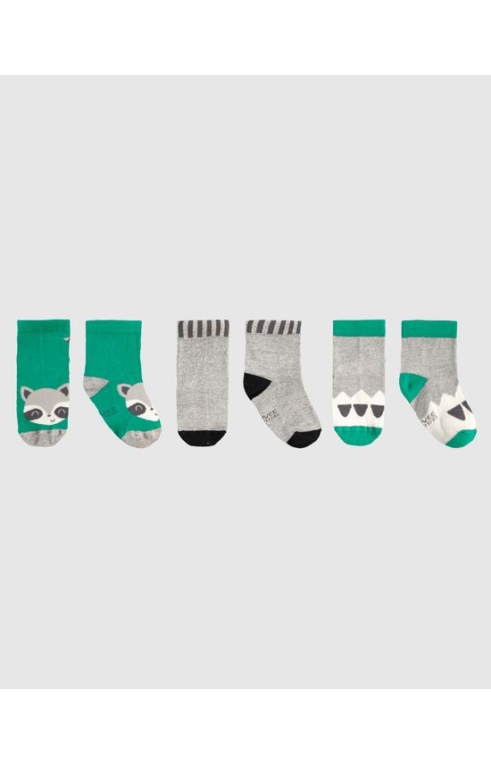 Kit 3 Meias Infantis Unissex Cano Curto Malwee Kids