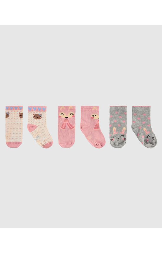 Kit 3 Meias Infantis Unissex Cano Curto Malwee Kids