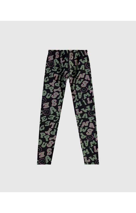 Calça Legging Infantil Estampada Em Moletom Stretch Flanelado Malwee Kids