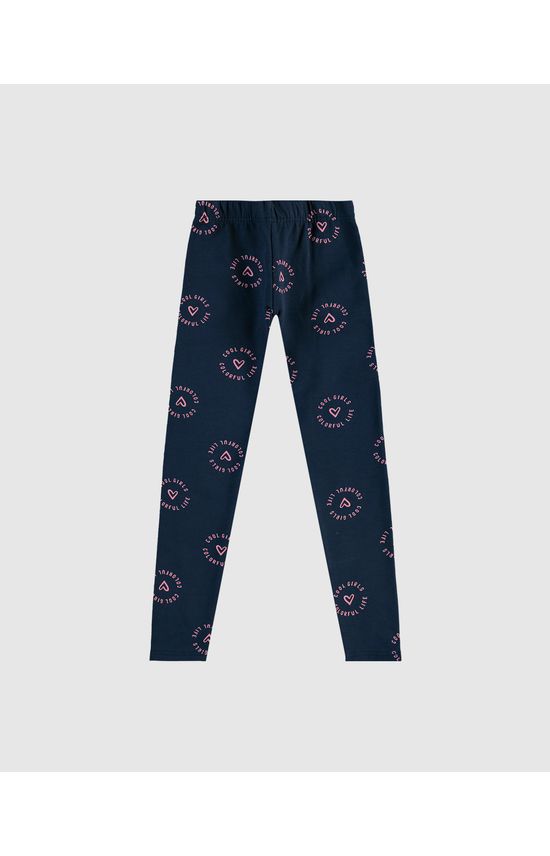 Calça Legging Infantil Estampada Em Moletom Stretch Flanelado Malwee Kids