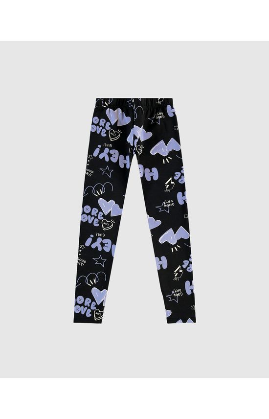 Calça Legging Infantil Estampada Em Moletom Stretch Flanelado Malwee Kids