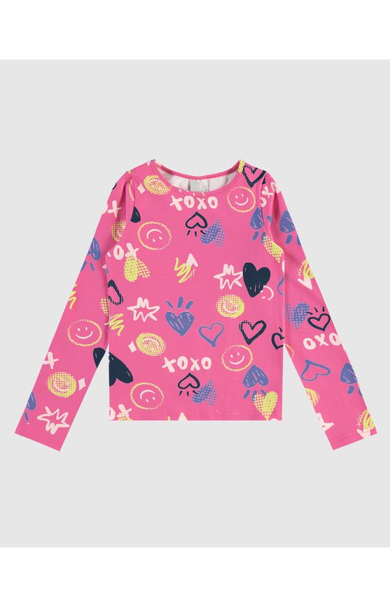 Blusa Infantil Menina Manga Longa Estampada Em Algodão Malwee Kids