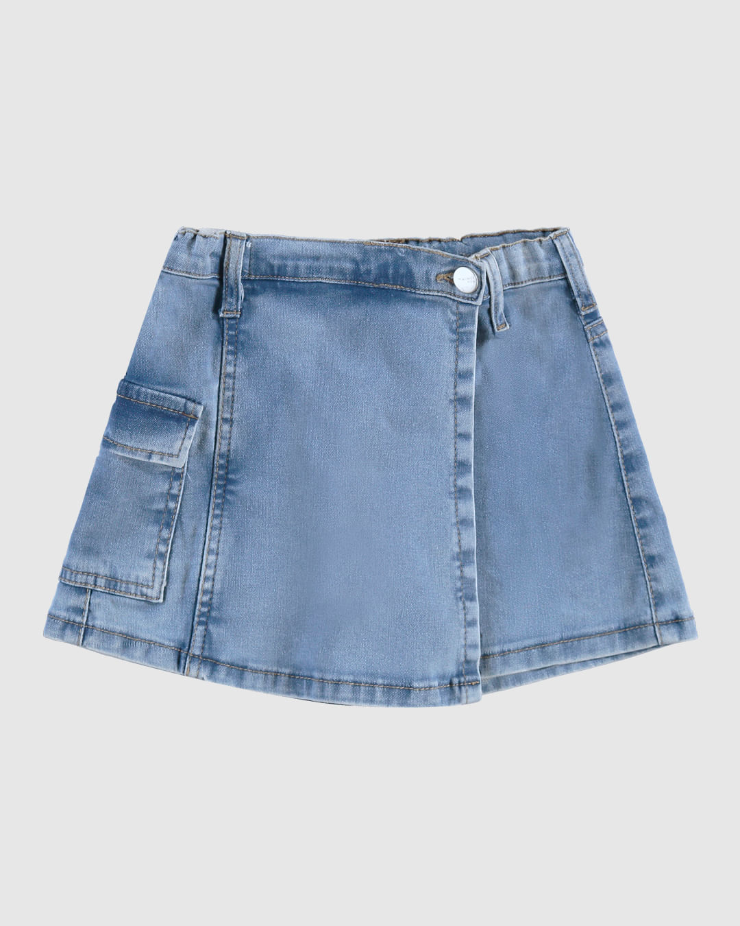 Shorts Saia Infantil Menina Evasê Bolso Lateral Em Jeans Moletom Malwee Kids - Imagem 8