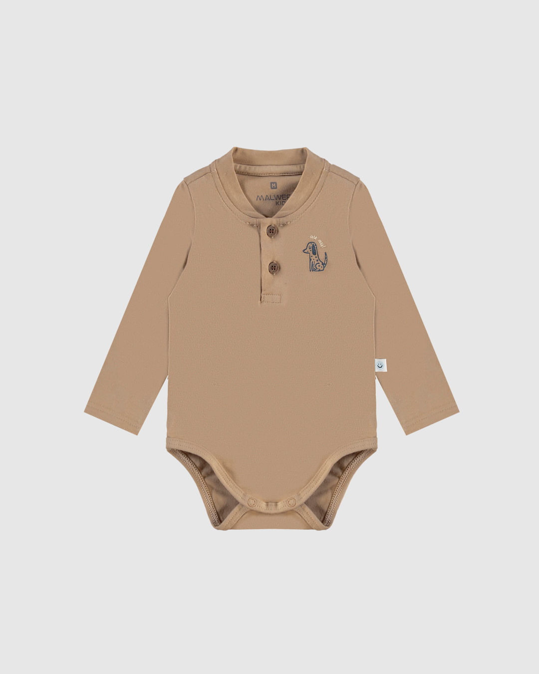 Body Bebê Menino Peitilho Frontal Manga Longa Em Algodão Malwee Kids - Imagem 4