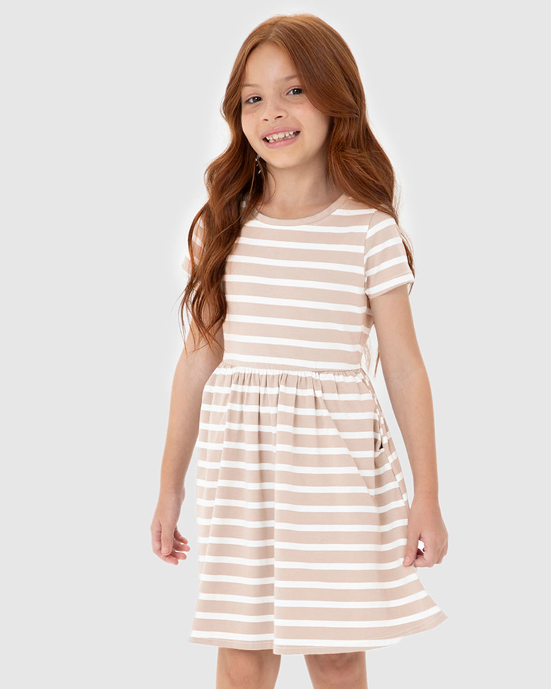 Vestido Infantil Evasê Listrado Em Malha Algodão Malwee Kids - Imagem 22