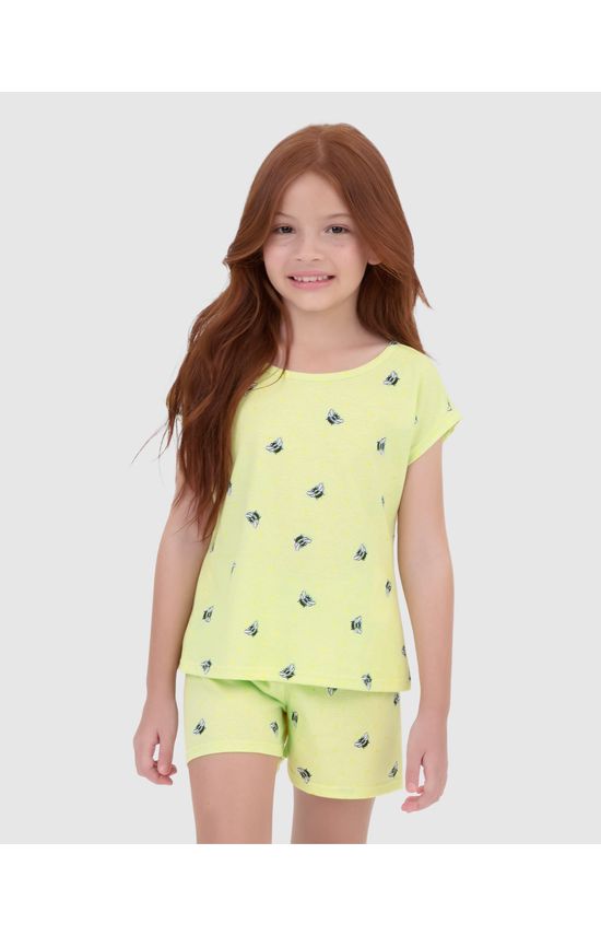 Pijama Infantil Menina Manga Curta Estampado Em Algodão Malwee Kids