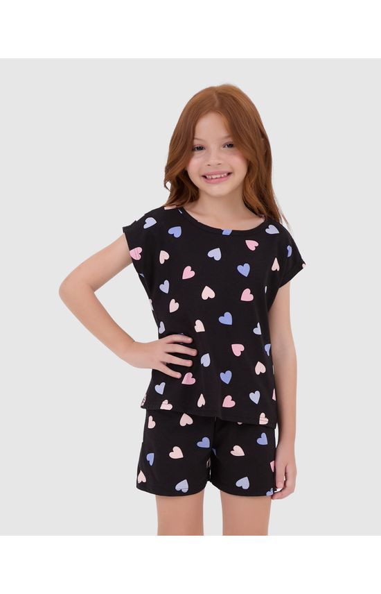 Pijama Infantil Menina Manga Curta Estampado Em Algodão Malwee Kids