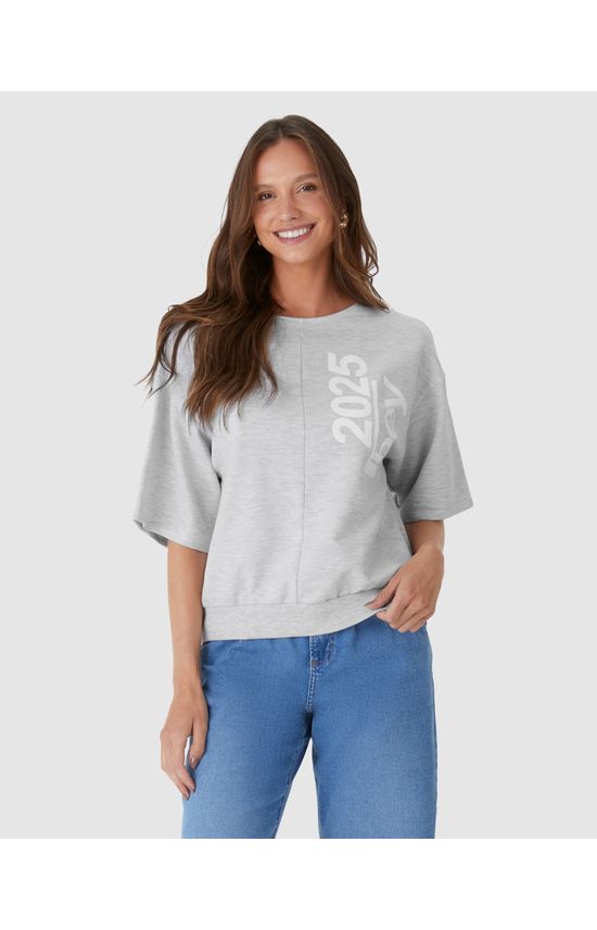 Blusa Ampla Feminina Estampa Frontal Em Moletinho