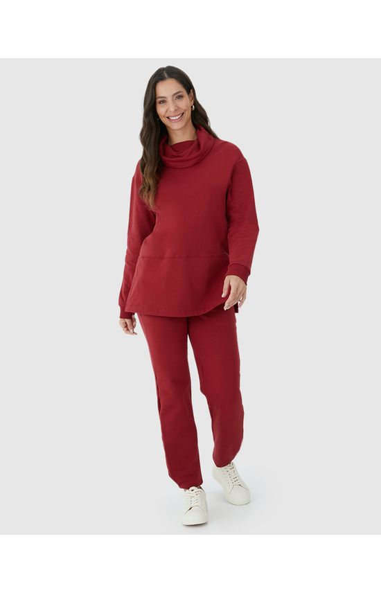 Calça Feminina Carrot Barra Com Prega Em Moletom Stretch Flanelado