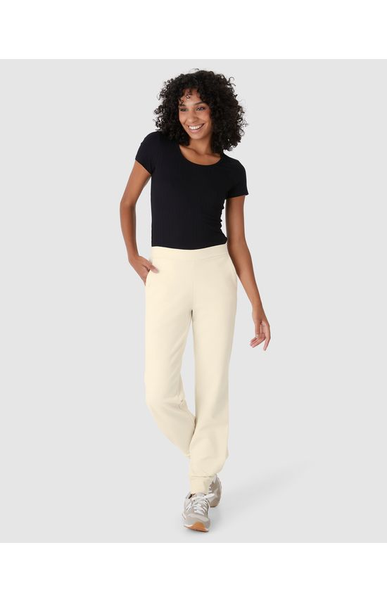 Calça Feminina Carrot Barra Com Prega Em Moletom Stretch Flanelado