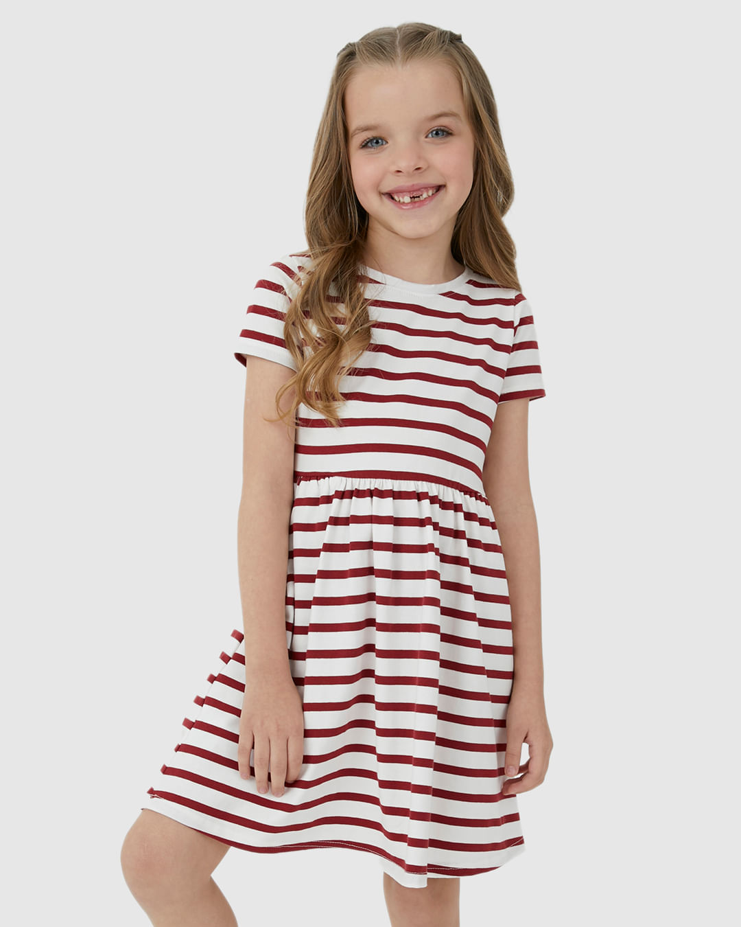 Vestido Infantil Evasê Listrado Em Malha Algodão Malwee Kids - Imagem 21